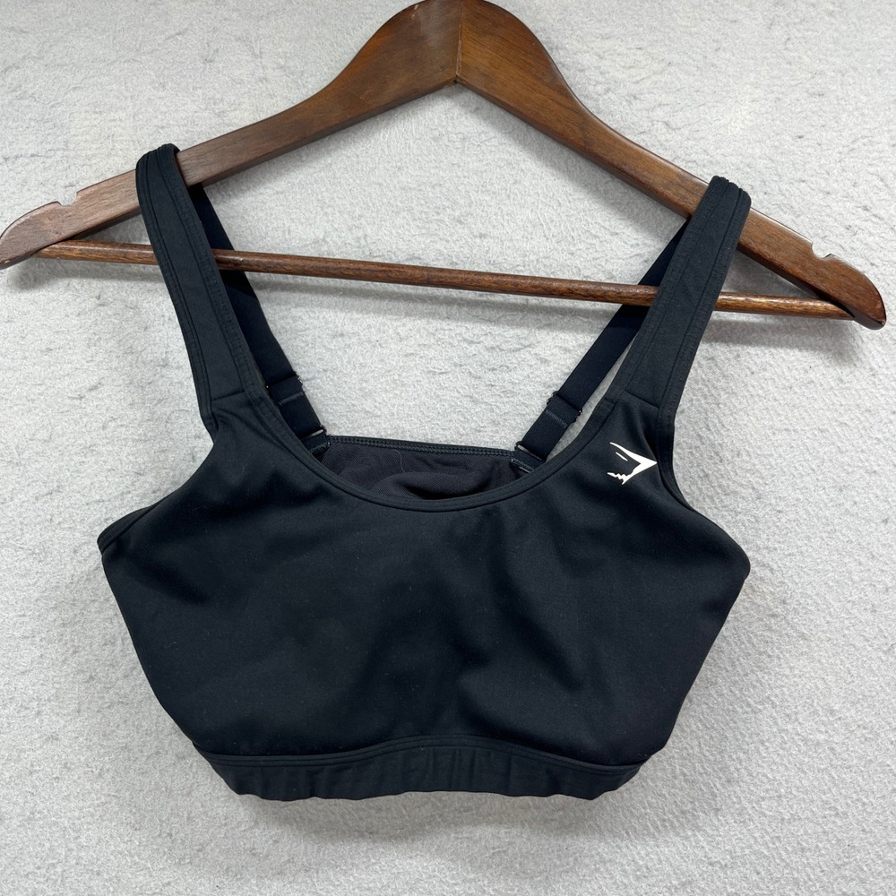 Gymshark Sports Bra Womens S Black Adjustable Straps Minimalist Workout Gym Yoga